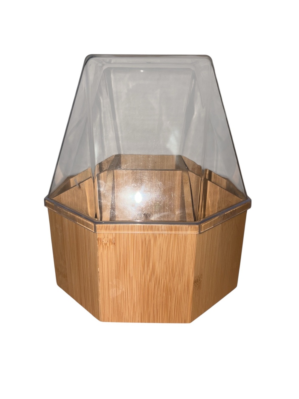 Bamboo Hexagonal Rotating Makeup Brush Organizer
